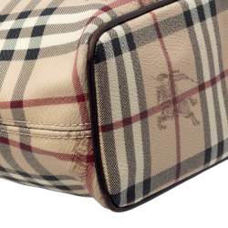 مملوكة مسبقًا حقيبة بربري PVC وجلد كاروهات هاوس تشيك بيج/أسود