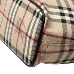 مملوكة مسبقًا حقيبة بربري PVC وجلد كاروهات هاوس تشيك بيج/أسود