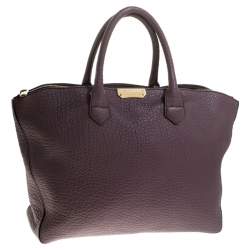 Pre Owned Burberry Lilac Leather Medium Dewsbury Tote 