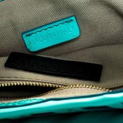 مملوكة مسبقًا Burberry Turquoise/Beige Patent Leather and House Check Canvas Lilford Shoulder Bag