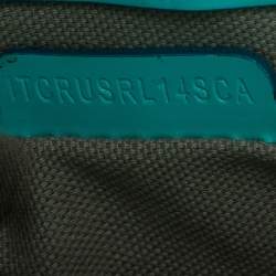 مملوكة مسبقًا Burberry Turquoise/Beige Patent Leather and House Check Canvas Lilford Shoulder Bag