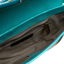 مملوكة مسبقًا Burberry Turquoise/Beige Patent Leather and House Check Canvas Lilford Shoulder Bag