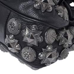 Pre Owned Burberry Prorsum Black Leather Studded Mason Warrior Hobo  