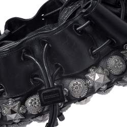 Pre Owned Burberry Prorsum Black Leather Studded Mason Warrior Hobo  