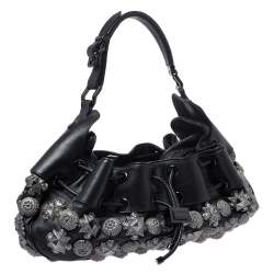 Pre Owned Burberry Prorsum Black Leather Studded Mason Warrior Hobo  