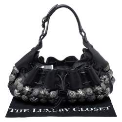 Pre Owned Burberry Prorsum Black Leather Studded Mason Warrior Hobo  