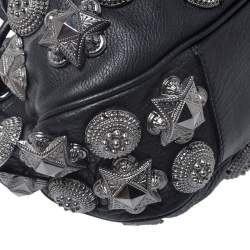 Pre Owned Burberry Prorsum Black Leather Studded Mason Warrior Hobo  