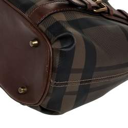 Pre Owned Burberry Brown House Check Coated Canvas Satchel