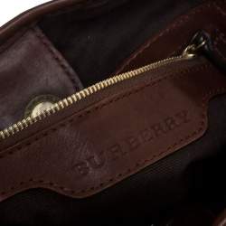 Pre Owned Burberry Brown House Check Coated Canvas Satchel