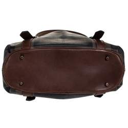 Pre Owned Burberry Brown House Check Coated Canvas Satchel