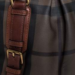 Pre Owned Burberry Brown House Check Coated Canvas Satchel