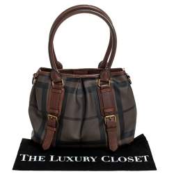 Pre Owned Burberry Brown House Check Coated Canvas Satchel