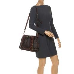 Pre Owned Burberry Brown House Check Coated Canvas Satchel