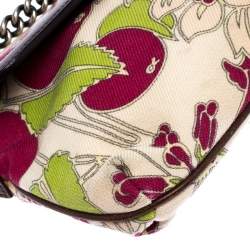 Pre Owned Burberry Multicolor Floral Print Canvas and Leather Flap Shoulder Bag