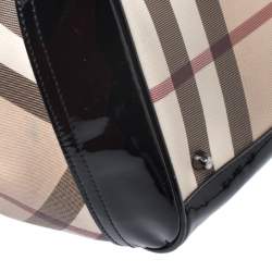 Pre Owned Burberry Beige/Black PVC and Patent Leather Nova Check Tote