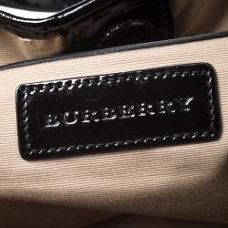 Pre Owned Burberry Beige/Black PVC and Patent Leather Nova Check Tote