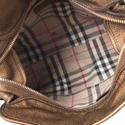 Burberry Metallic Brown Leather Top Handle Bag