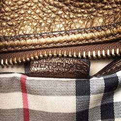 Burberry Metallic Brown Leather Top Handle Bag