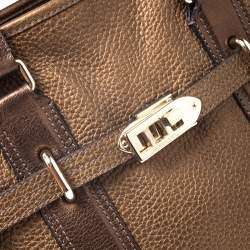 Burberry Metallic Brown Leather Top Handle Bag