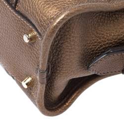 Burberry Metallic Brown Leather Top Handle Bag