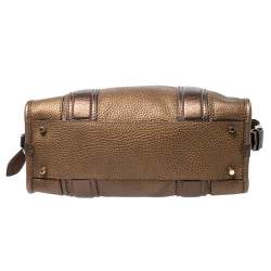 Burberry Metallic Brown Leather Top Handle Bag