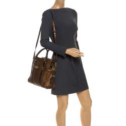 Burberry Metallic Brown Leather Top Handle Bag