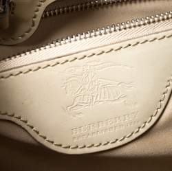 Pre Owned Burberry Beige Quilted Patent Manor Satchel Bag
