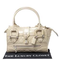 Pre Owned Burberry Beige Quilted Patent Manor Satchel Bag