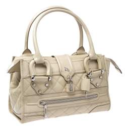 Pre Owned Burberry Beige Quilted Patent Manor Satchel Bag