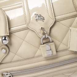 Pre Owned Burberry Beige Quilted Patent Manor Satchel Bag