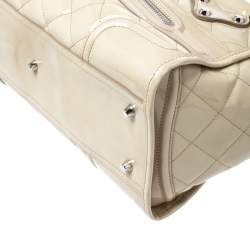 Pre Owned Burberry Beige Quilted Patent Manor Satchel Bag