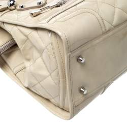 Pre Owned Burberry Beige Quilted Patent Manor Satchel Bag