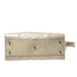 Pre Owned Burberry Beige Quilted Patent Manor Satchel Bag