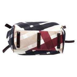Pre Owned Burberry Dark Brown/Beige Nova Check Canvas and Leather Tote