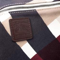 Pre Owned Burberry Dark Brown/Beige Nova Check Canvas and Leather Tote