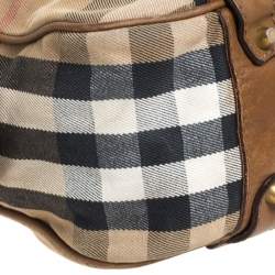 Pre Owned Burberry Brown Nova Check Canvas and Leather Ashbury Knight Satchel
