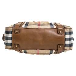 Pre Owned Burberry Brown Nova Check Canvas and Leather Ashbury Knight Satchel