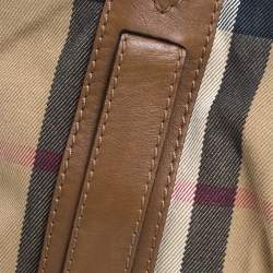 Pre Owned Burberry Brown Nova Check Canvas and Leather Ashbury Knight Satchel