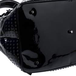 Pre Owned Burberry Black Quilted Patent Leather Studded Lowry Tote