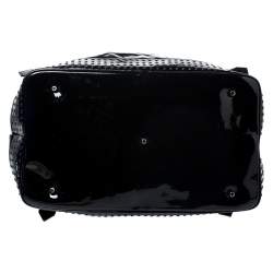 Pre Owned Burberry Black Quilted Patent Leather Studded Lowry Tote