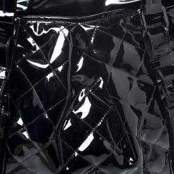 Pre Owned Burberry Black Quilted Patent Leather Studded Lowry Tote