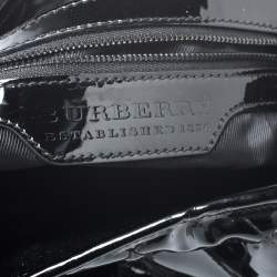 Pre Owned Burberry Black Quilted Patent Leather Studded Lowry Tote