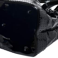 Pre Owned Burberry Black Quilted Patent Leather Studded Lowry Tote