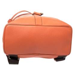 Pre Owned Burberry Orange Leather Hook Flap Backpack