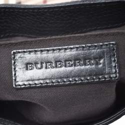 Pre Owned Burberry Black Haymarket Check Leather Maydown Crossbody Bag
