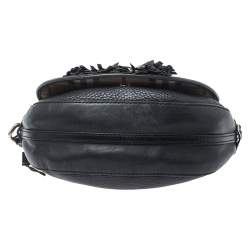 Pre Owned Burberry Black Haymarket Check Leather Maydown Crossbody Bag