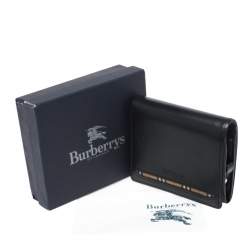 مملوكة مسبقًا Burberry Black Leather Compact Wallet