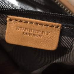 Pre Owned Burberry Light Brown Canvas and Leather Duffle Bag