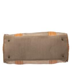 Pre Owned Burberry Light Brown Canvas and Leather Duffle Bag