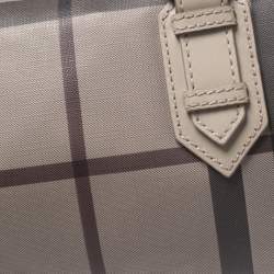 Pre Owned Burberry Grey Smoked Check PVC Small Chester Boston Bag